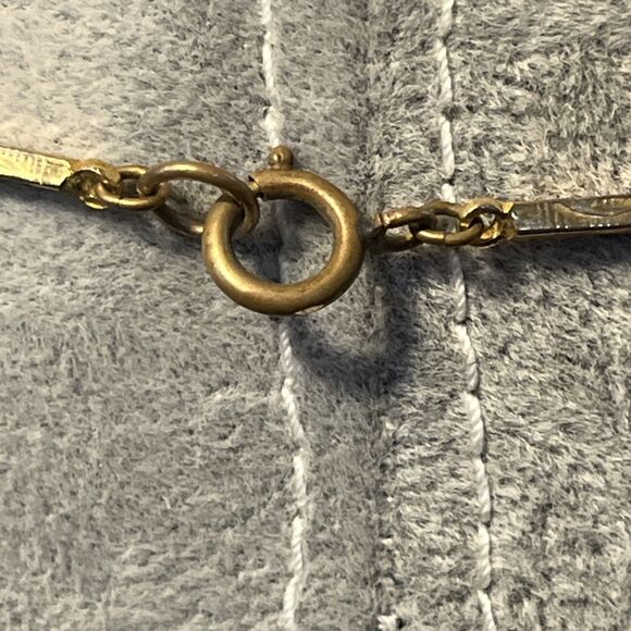 VIT Murano Venetian Wedding Cake Glass Bead Necklace Textured Gold Tone Links - Picture 12 of 12